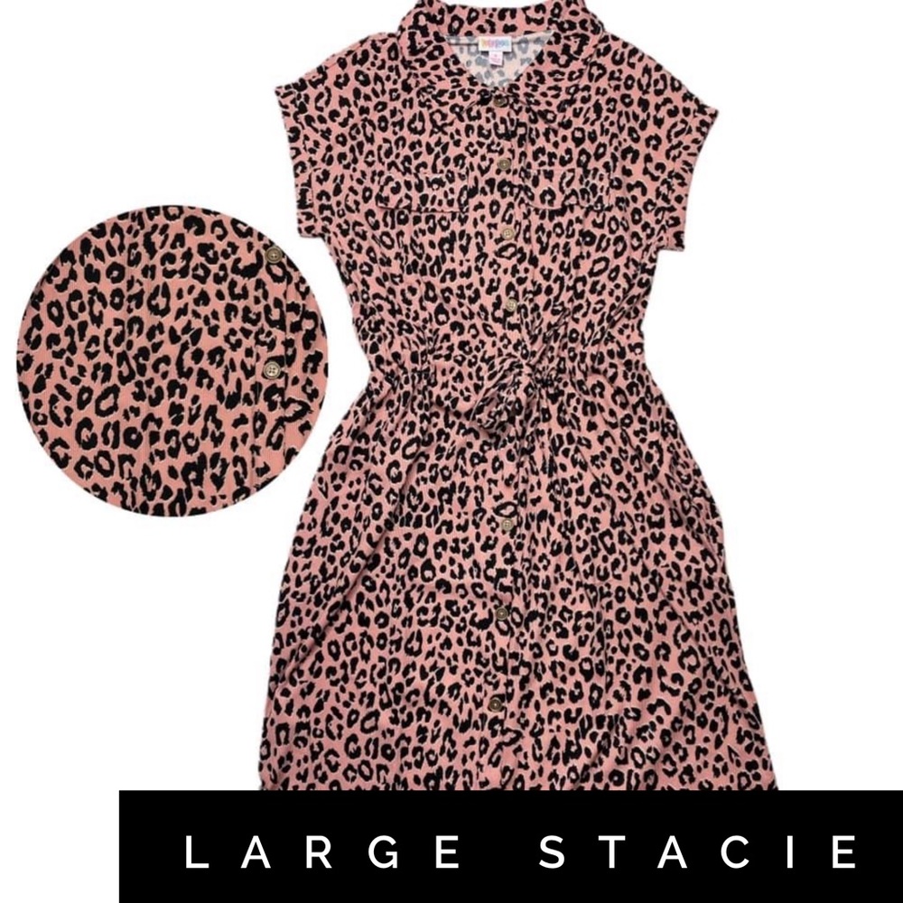 NWT - LuLaRoe - Stacie Dress - Pink Animal Print - Large